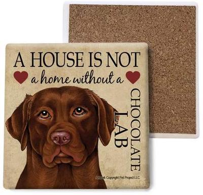 (SJT24725) Chocolate Lab Absorbent Stone Coasters, Set of 4