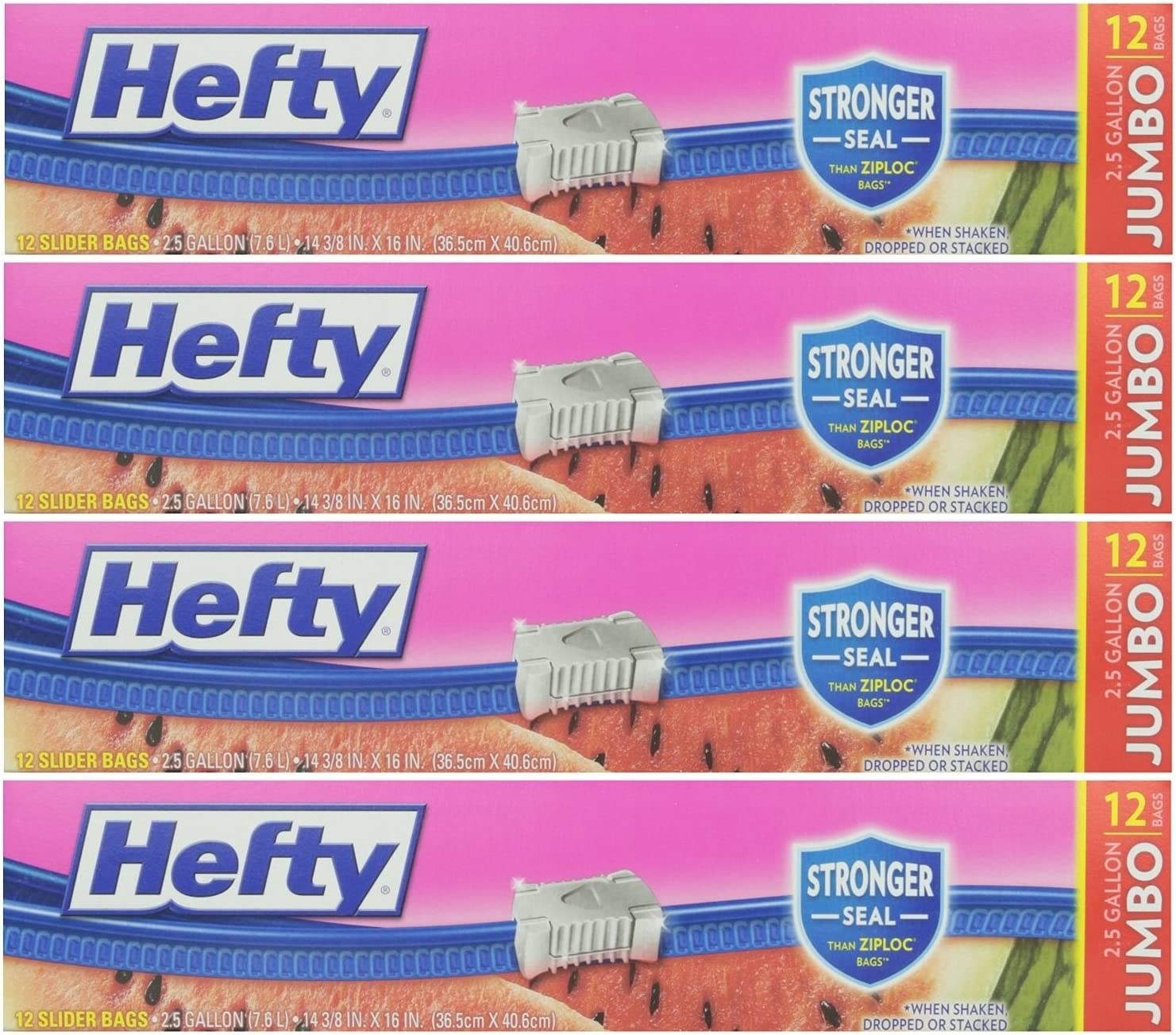 Hefty Slider 2.5 Gallon Jumbo Storage Bags, 12 Count *4