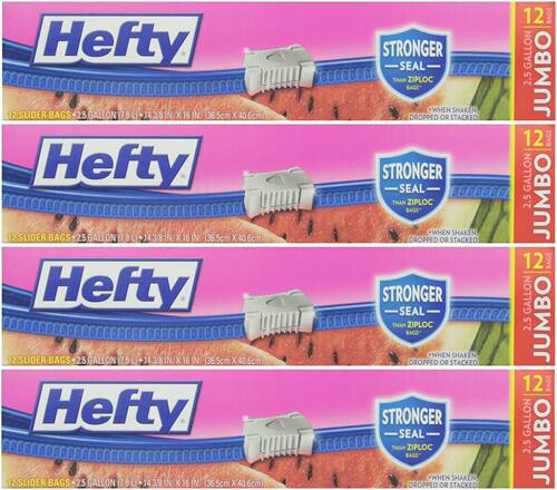 Hefty Slider 2.5 Gallon Jumbo Storage Bags, 12 Count *4