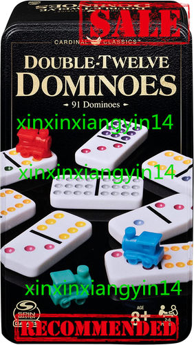Double Twelve Dominoes Set in Storage Tin Line 12