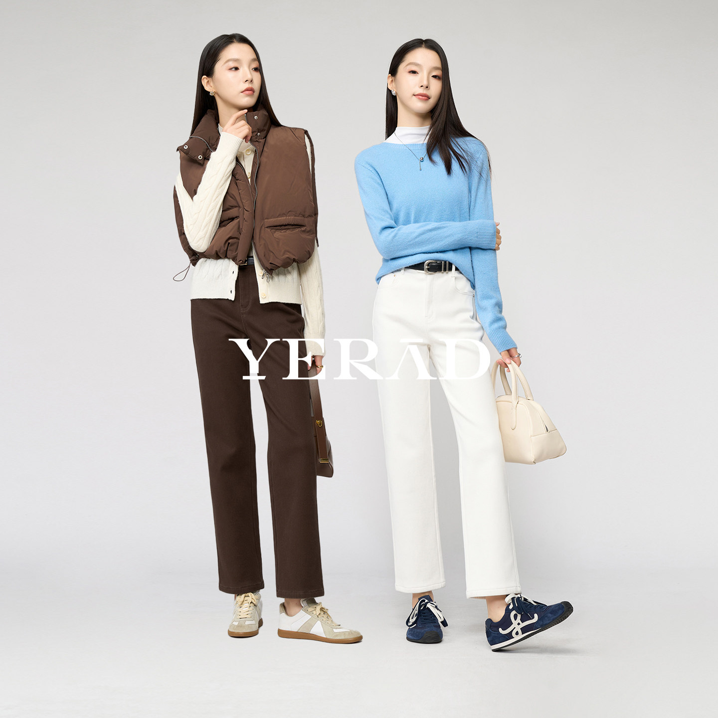 娅丽达加绒牛仔裤女冬2025新款女裤九分显瘦裤子羊毛桑蚕丝直筒裤