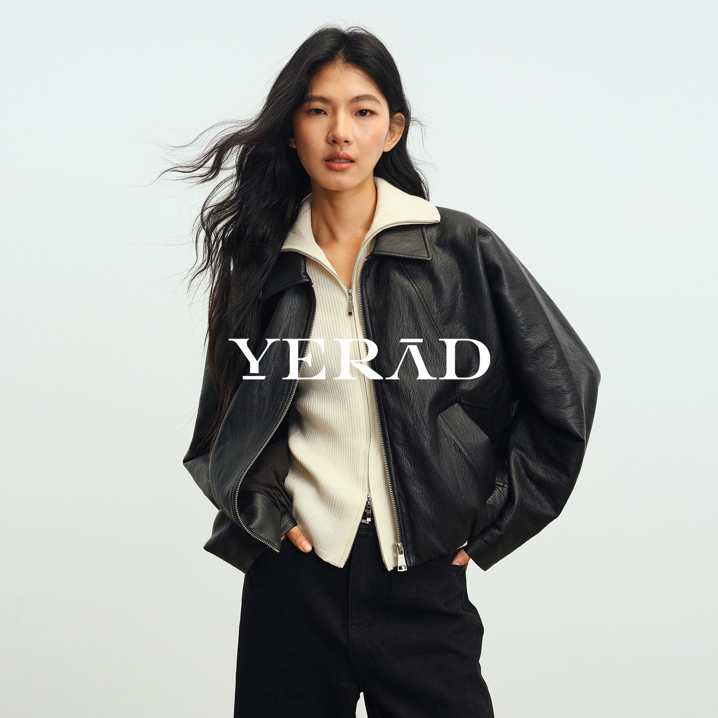 娅丽达女装中长款皮衣上衣女宽松显瘦2026冬新款翻领长袖开衫外套