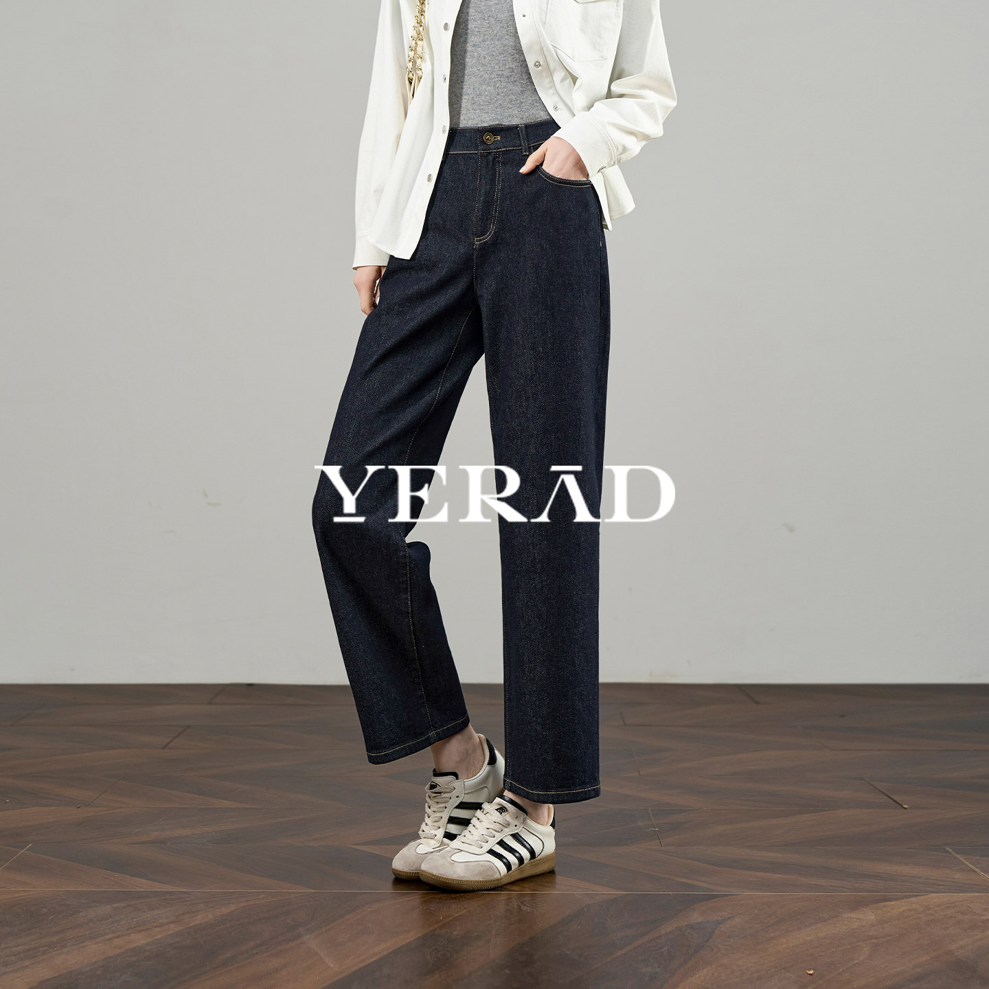 娅丽达宽直筒牛仔裤秋新