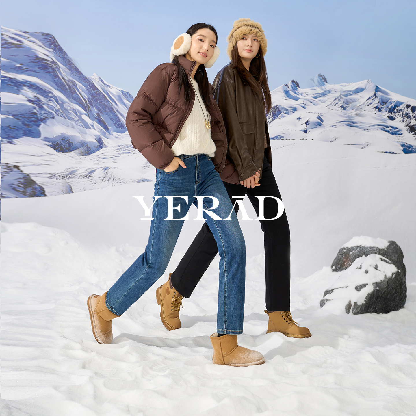 娅丽达羽绒裤女黑色直筒牛仔裤冬