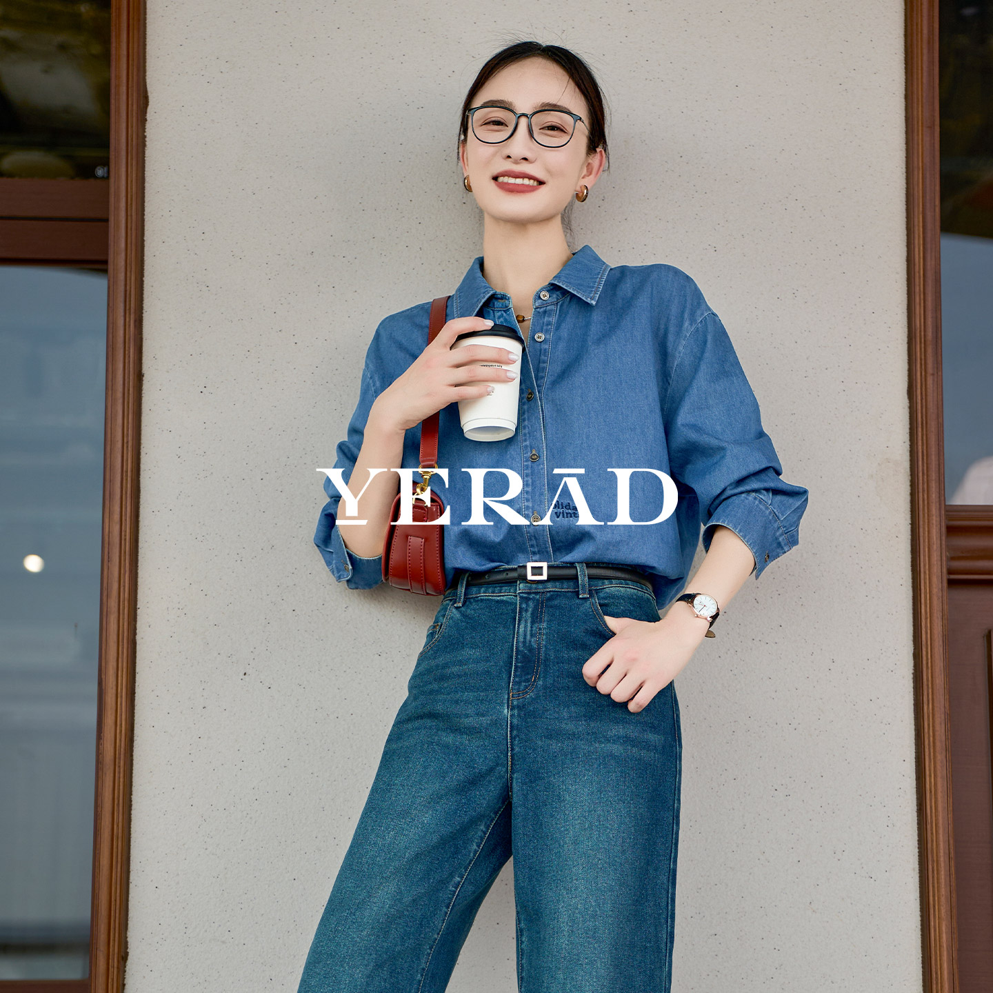 娅丽达复古通勤牛仔衬衫女秋