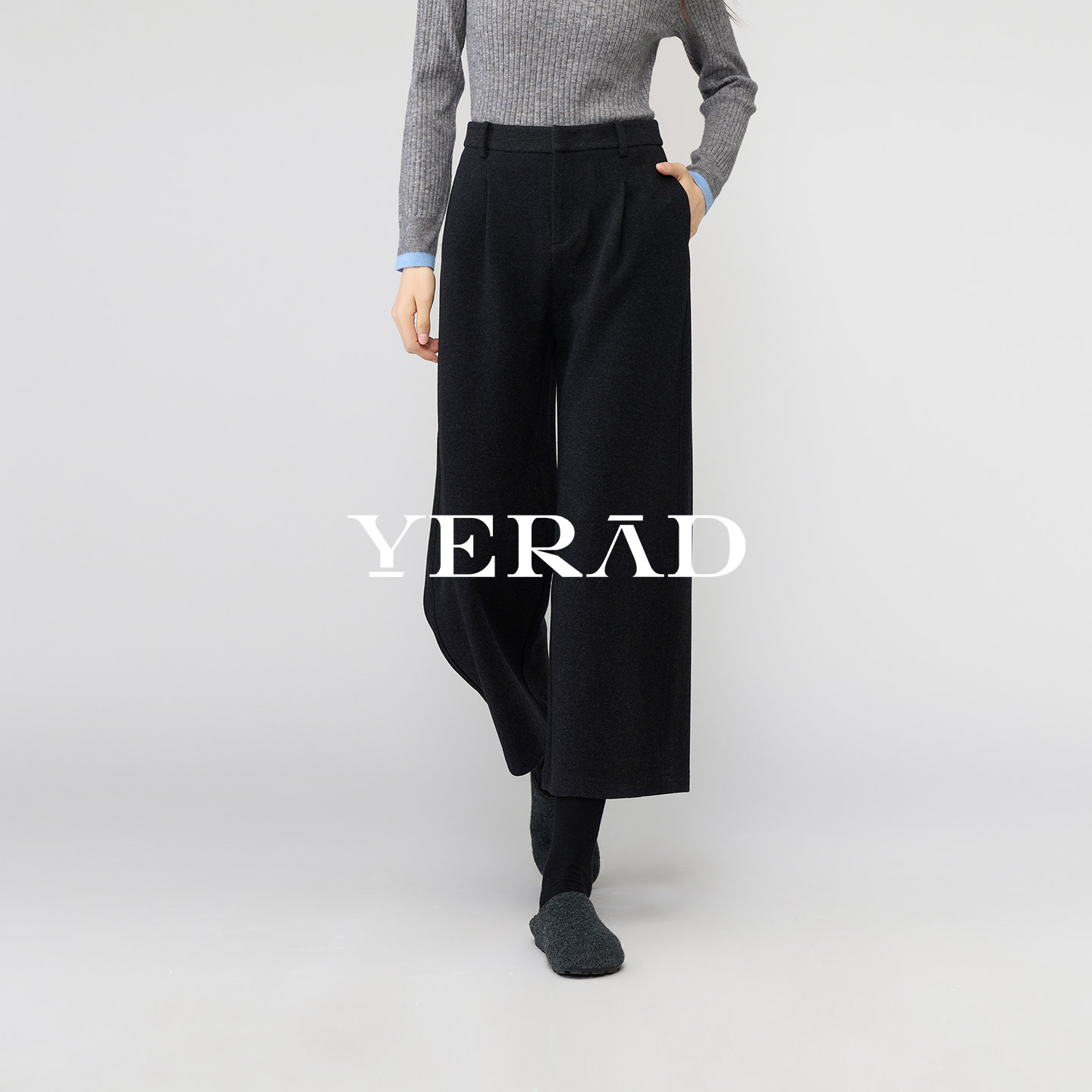 娅丽达羊毛裤子阔腿裤女