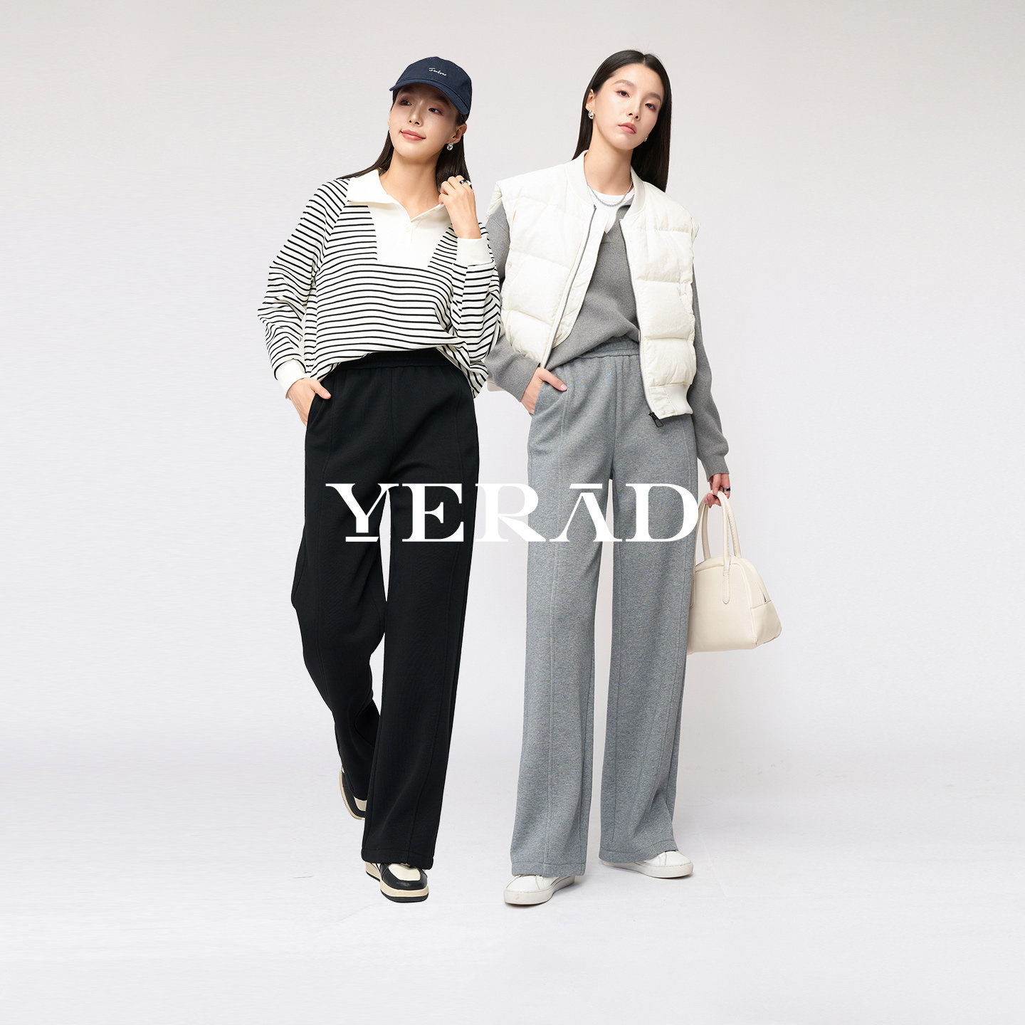 娅丽达加绒阔腿裤2025新款女裤冬