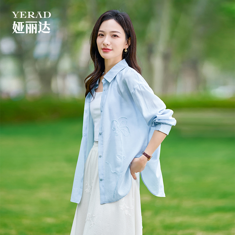 娅丽达宽松醋酸衬衫外套女