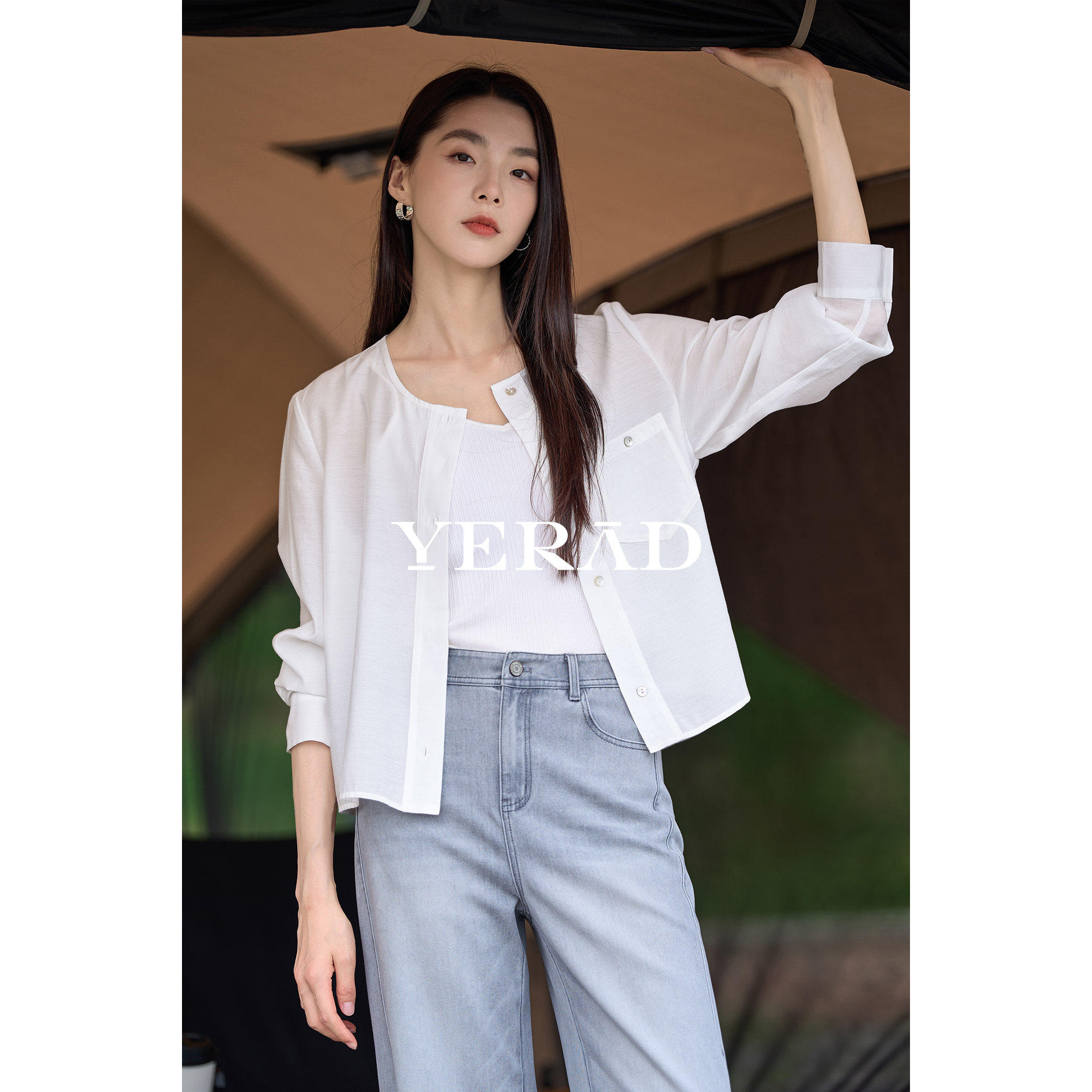 【醋酸遮阳衫】娅丽达轻薄外套女夏季新款高级白色上衣外搭开衫