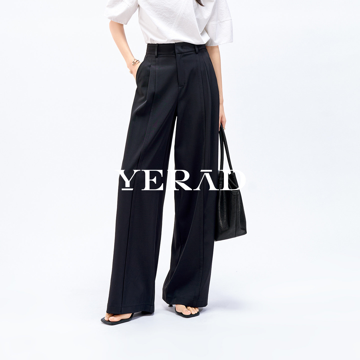 娅丽达黑色加长款阔腿裤女2026夏季新款拖地裤子薄款防透休闲长裤