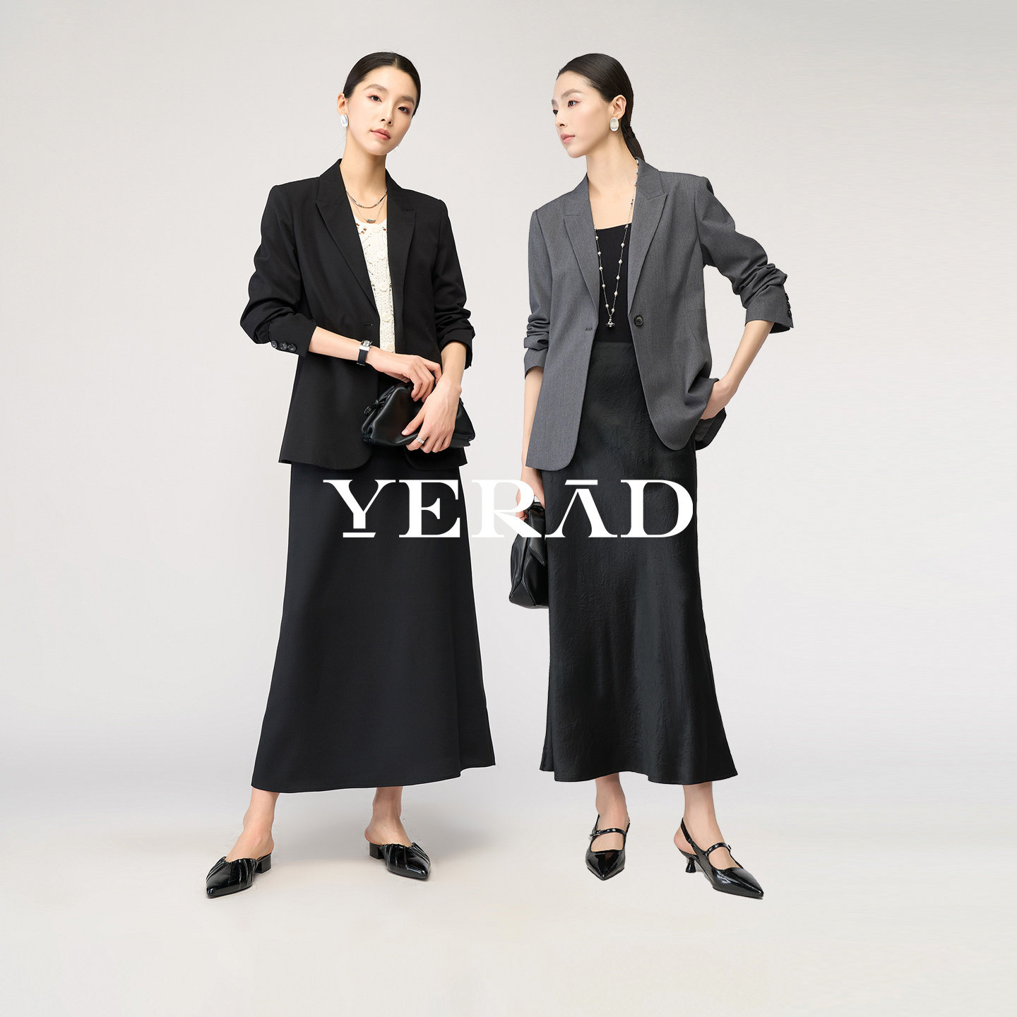 娅丽达高智感修身西装外套女2026春季新款高级感休闲通勤灰色西服