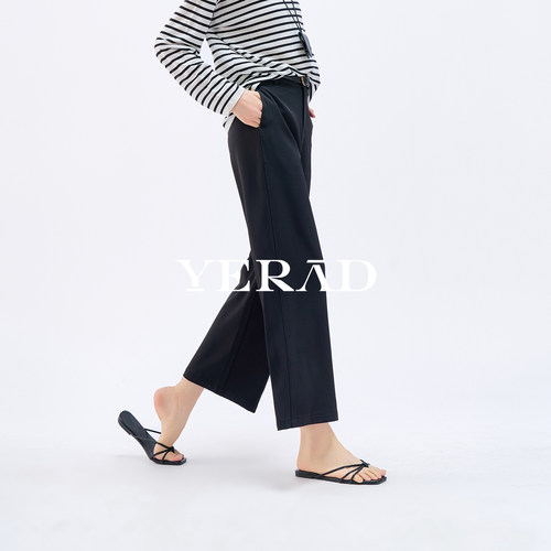 娅丽达黑色九分窄版阔腿裤女夏薄