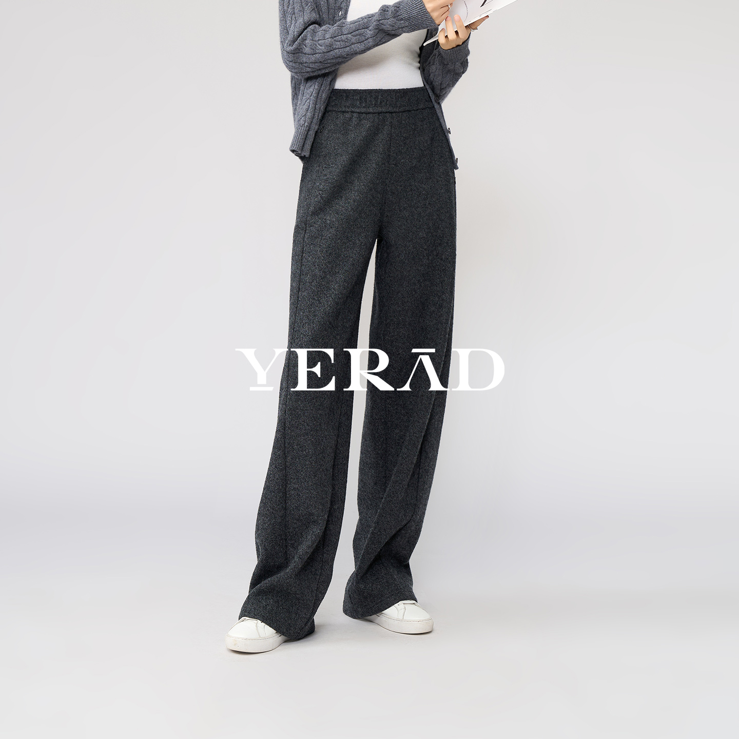 娅丽达质感棉羊毛精纺香蕉裤女冬