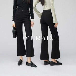 娅丽达黑色九分喇叭裤女2026春季新款休闲女裤西装裤子时髦微喇裤