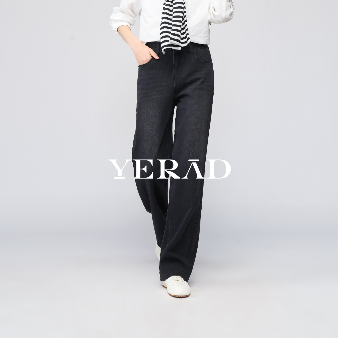 娅丽达窄版阔腿裤女早春新款牛仔裤女2026年大码拖地宽松直筒裤子,女装/女士精品,牛仔裤,淘宝优惠券,粉丝福利购,淘宝优惠卷