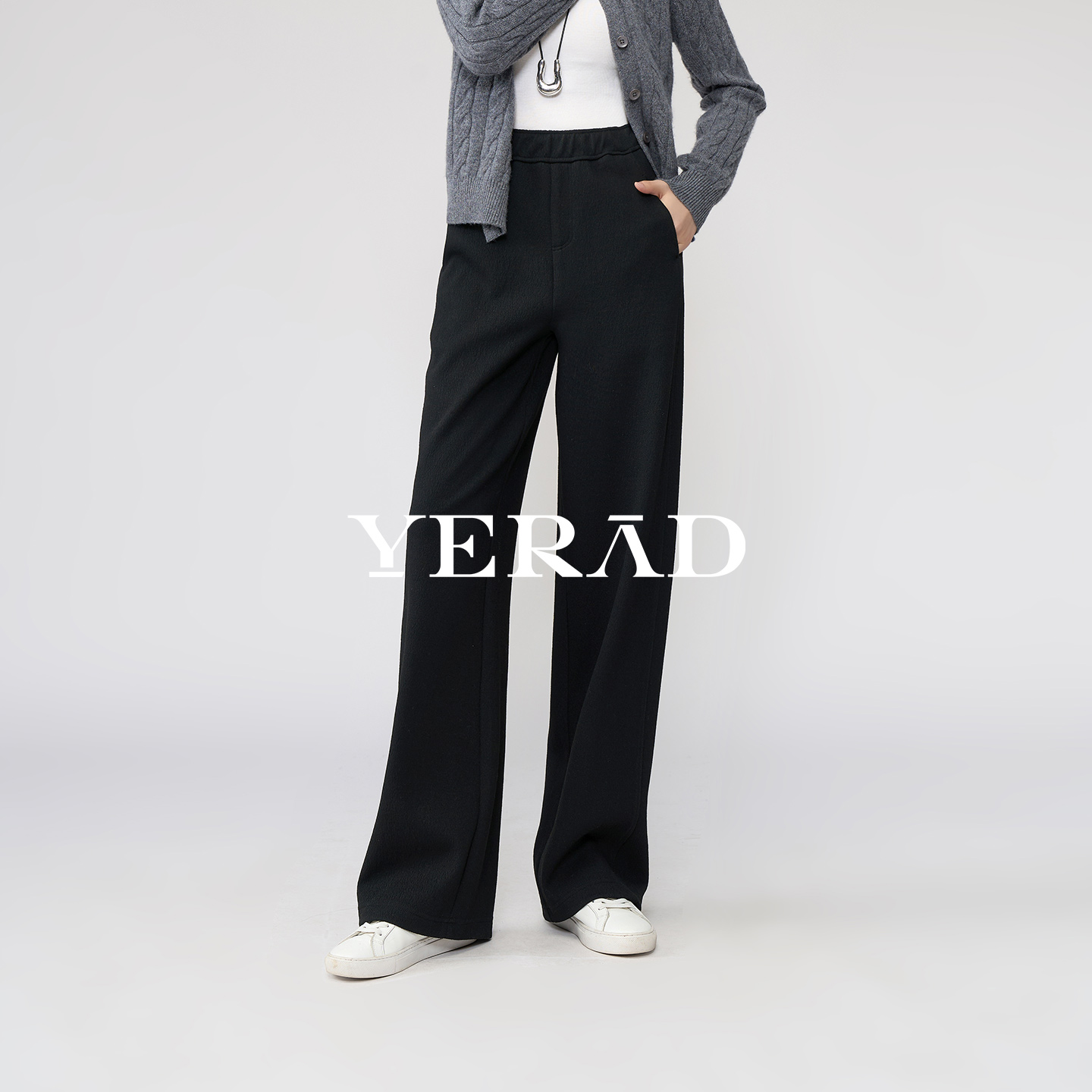 娅丽达莱赛尔羊毛桑蚕丝阔腿裤女