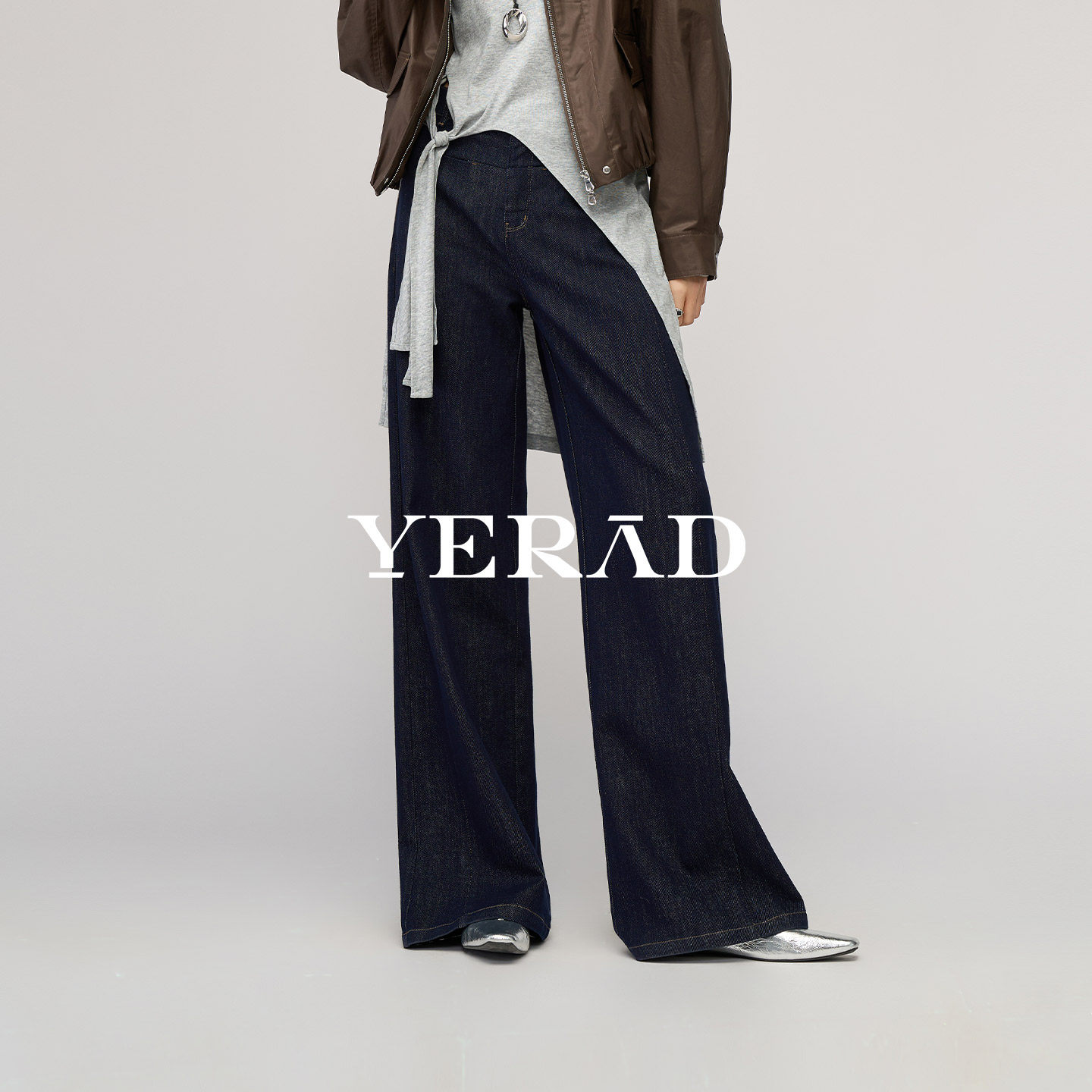 娅丽达锁色阔腿牛仔裤女2026年新款春季丹宁蓝拖地宽松垂顺直筒裤,女装/女士精品,牛仔裤,淘宝优惠券,粉丝福利购,淘宝优惠卷