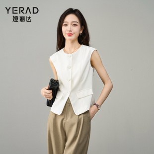 娅丽达法式白色无袖短款西装马甲女2025新款春季收腰马夹内搭上衣