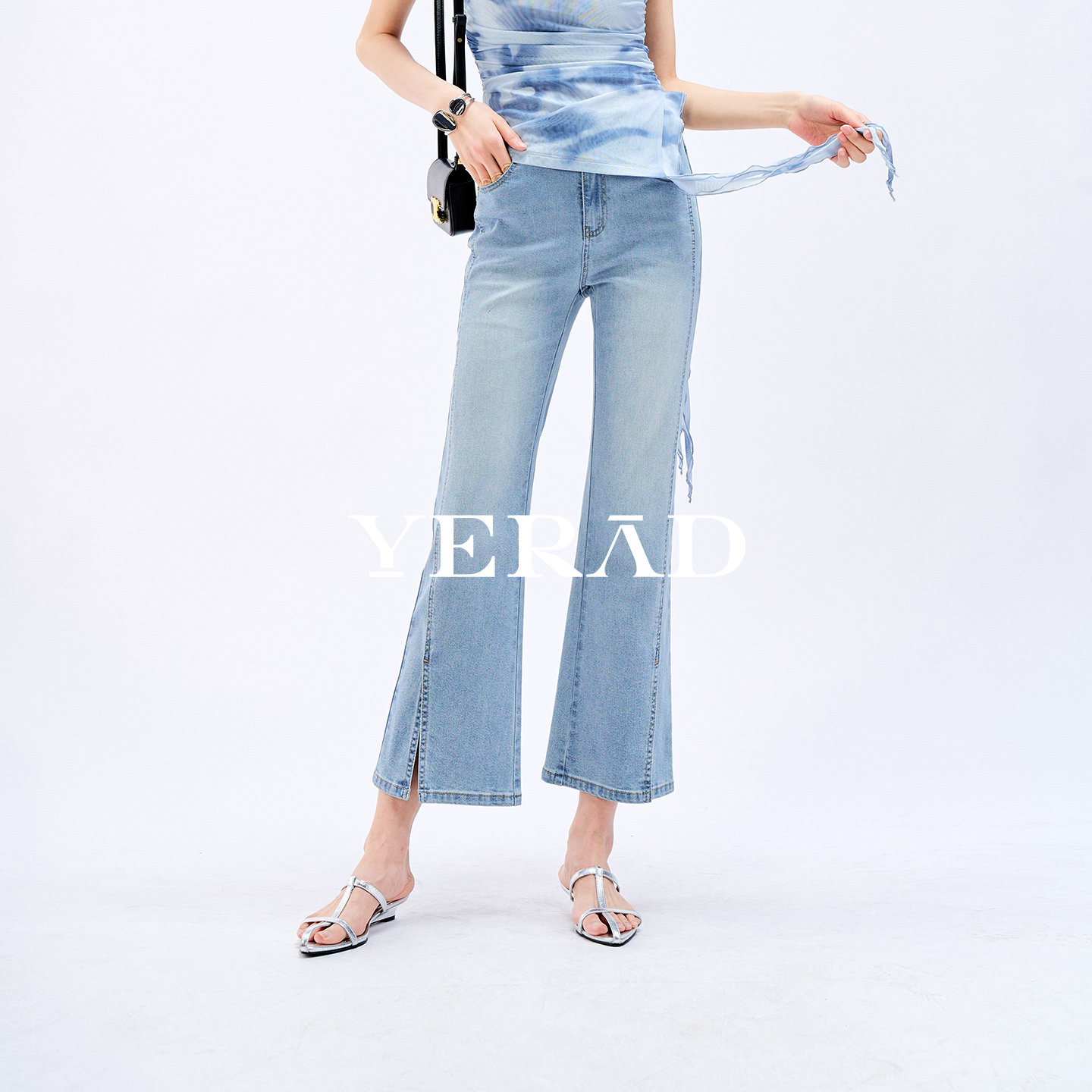 娅丽达凉感九分微喇牛仔裤女2026夏季新款小个子女裤宽松薄款裤子