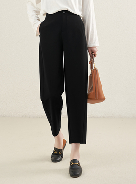 娅丽达2025新款黑色镰刀裤女春秋裤子韩版女裤哈伦裤香蕉裤休闲裤