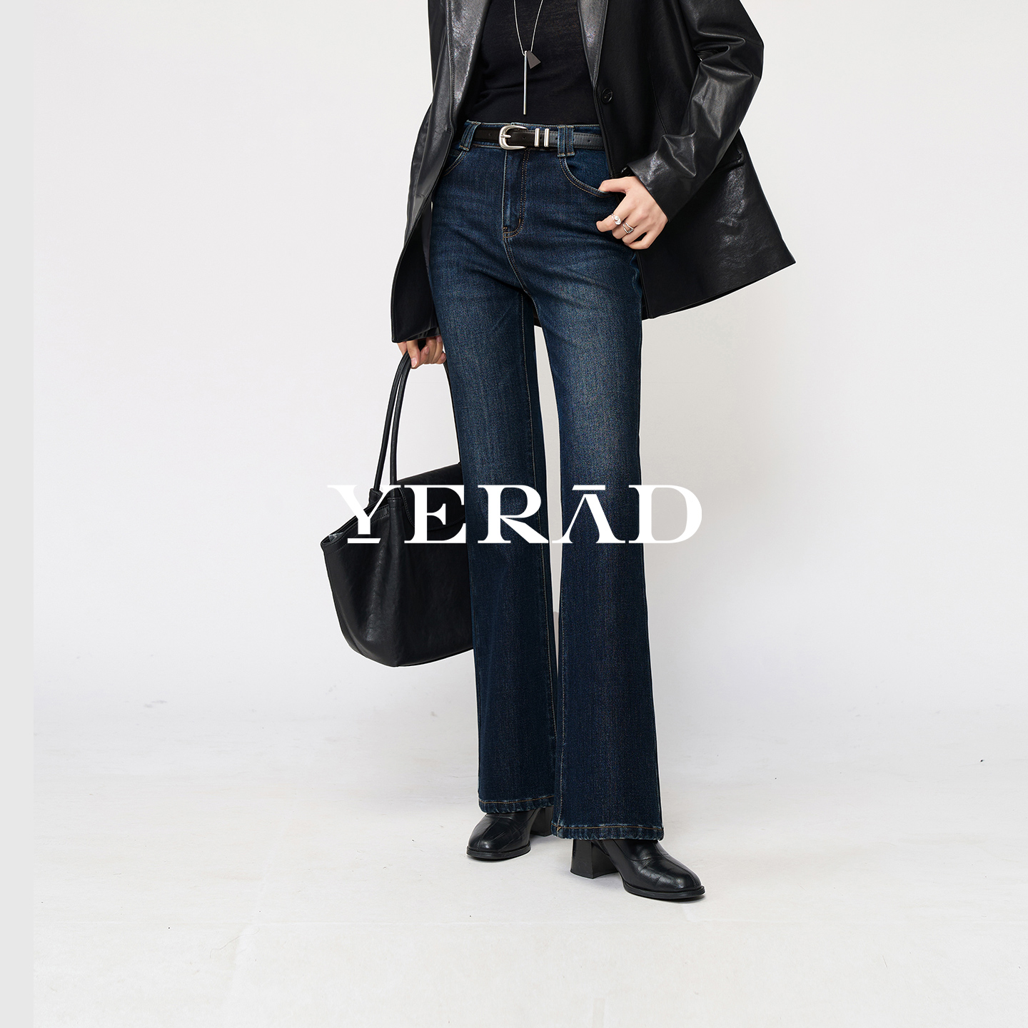 娅丽达加绒微喇牛仔裤女冬