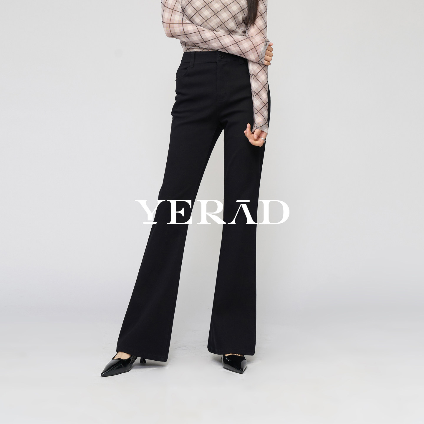 娅丽达锁色弹力微喇裤女2026春季黑色牛仔裤时髦大码拖地喇叭裤子,女装/女士精品,牛仔裤,淘宝优惠券,粉丝福利购,淘宝优惠卷