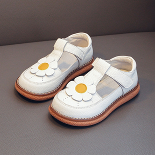 女童公主鞋真皮软底2024春秋新款儿童头层牛皮黑色单鞋中小童学生