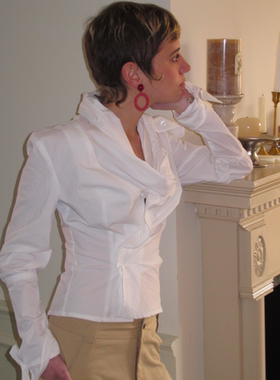 AXIS OF 法式复古白色褶皱衬衣女秋季设计感收腰气质长袖衬衫上衣