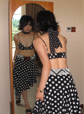 AXIS OF 弗拉明戈复古黑白波点裙女夏季不规则宽松半身裙子