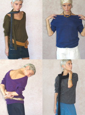 AXIS OF新款复古低领中袖软糯羊毛针织衫女秋季高级感宽松上衣