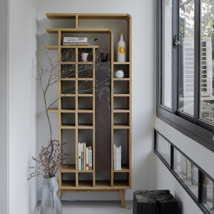 野木1978起风了置物架茶杯博古架书架侘寂创意玄关现代中式