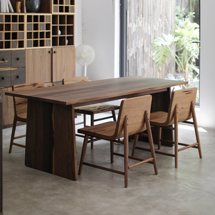 野木1978 工作台黑胡桃设计感 湖上餐桌侘寂风茶桌书桌实木中式