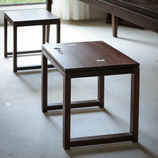 现代实木侘寂天然原木 茶凳矮凳茶室家具新中式 野木1978 禅意方凳