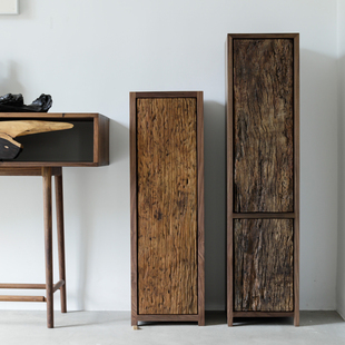 野木1978新生花柜侘寂风玄关柜角柜日式 禅意老木头茶室家具 中式