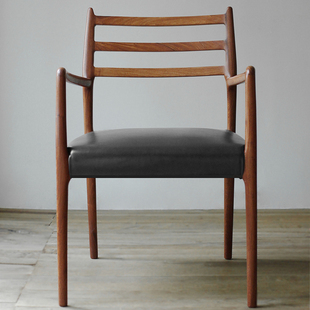 野木1978北欧单人椅阅读椅现代实木软包实木闲椅日式 简约黑胡桃