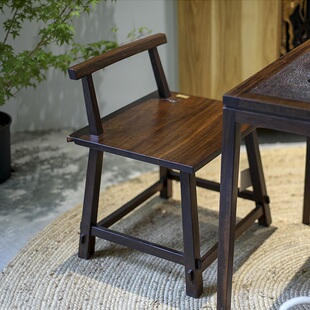 野木1978一字眉茶椅茶室椅子矮靠背新中式 禅意现代黑紫檀全实木