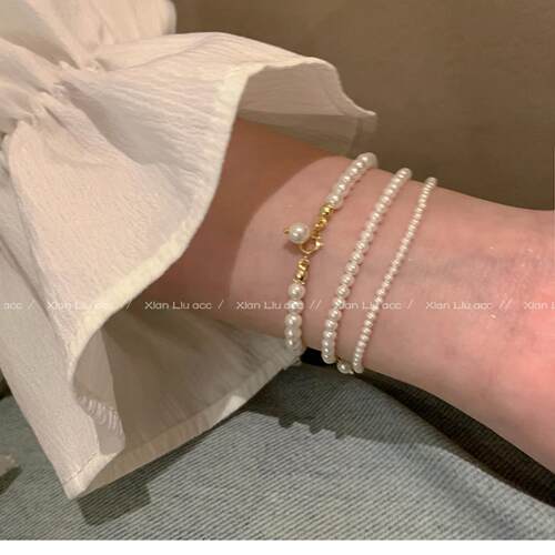 极简珍珠手链女生轻奢高级感小众设计手串轻奢复古冷淡风手绳手饰