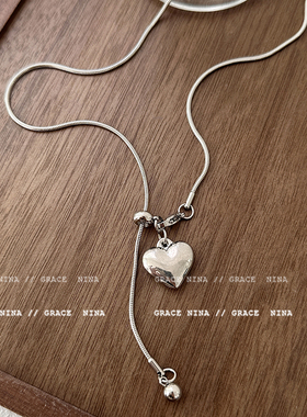 时尚潮流~简约银色爱心项链女轻奢高级感气质锁骨链小众百搭颈链