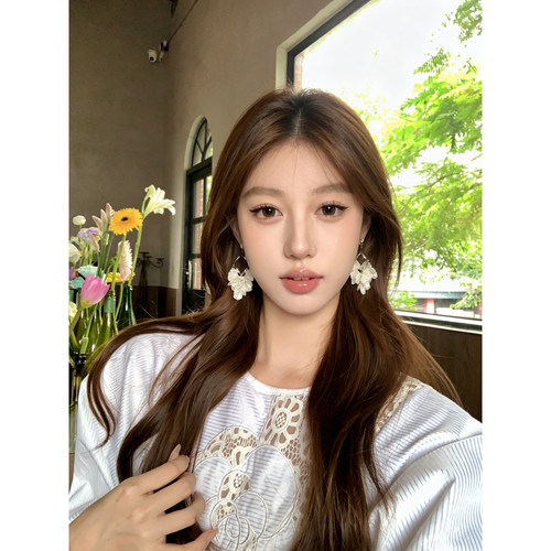 法式高级贝壳流苏耳环女海边度假风高级感耳钉气质百搭冷淡风耳饰