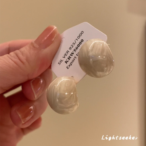 法式复古滴釉豆豆耳钉几何椭圆港风高级感耳环女气质百搭小众耳饰