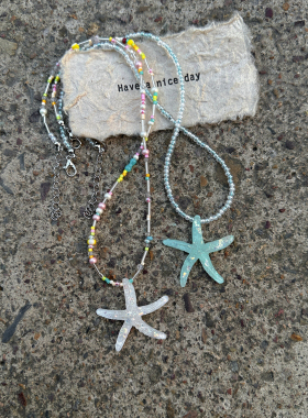 多巴胺彩色串珠海星项链女海边度假风可爱锁骨链百搭甜酷辣妹颈链