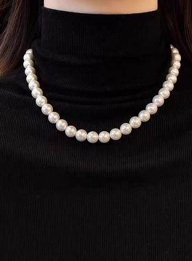 高级感优雅珍珠项链女轻奢气质百搭毛衣链秋冬港风小众锁骨链配饰