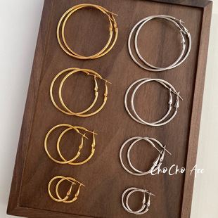 夸张简约大圈圈耳饰高级感冷淡风耳圈 素圈耳环女款 宁艺卓同款 经典