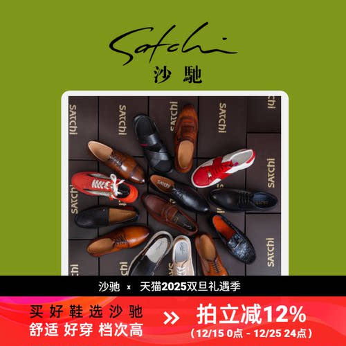 沙驰真皮透气男士皮鞋休闲鞋