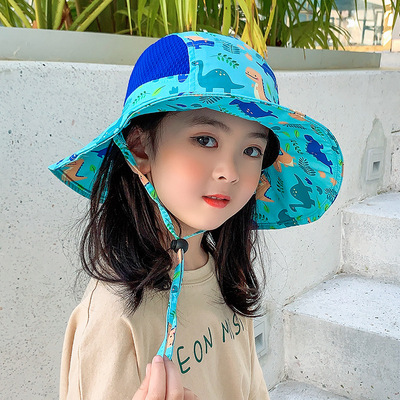 儿童帽子夏季防晒帽防紫外线宝宝遮阳帽薄款网眼帽男童渔夫帽薄款