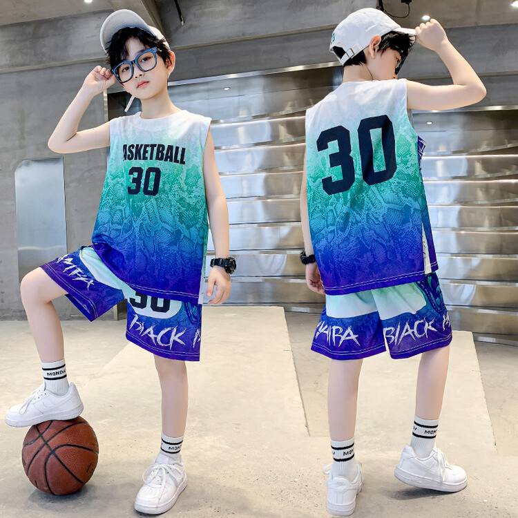 儿童篮球服套装男童小学生网眼速干训练服大童运动30号库里球衣