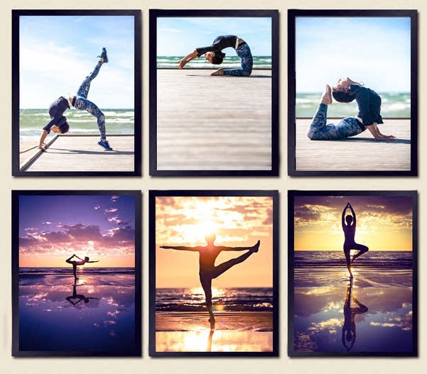 瑜伽馆装饰挂画美容院墙画健身房壁画图片海报现代简约背景画包邮