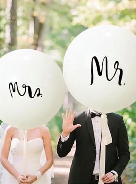摄影外景旅拍道具36寸Mr Mrs白色气球户外草坪婚礼拍照结婚房布置