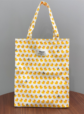 韩国进口DAMS可爱卡通鸭子小黄鸭便当袋饭盒手提包手提袋防水新款