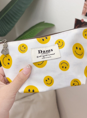 韩国进口DAMS简约可爱治愈笑脸防水化妆包女便携式收纳包洗漱包新